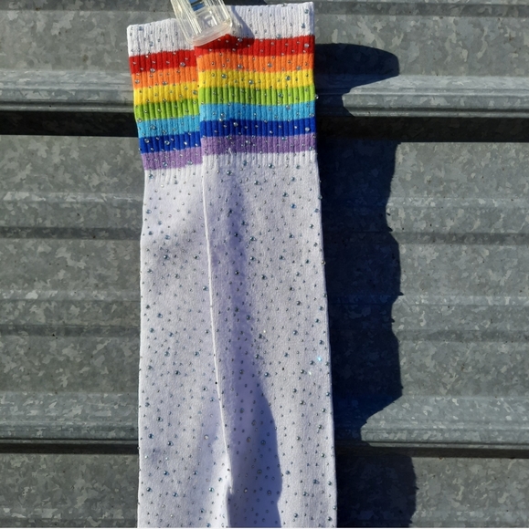Rainbow Rhinestone Thigh High socks - Picture 10 of 17